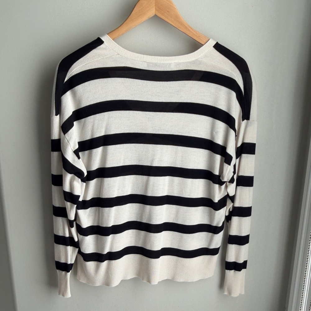 Zara Women's Black and Cream Striped Cardigan - Picture 4 of 4